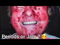 Lady applies jam on her face