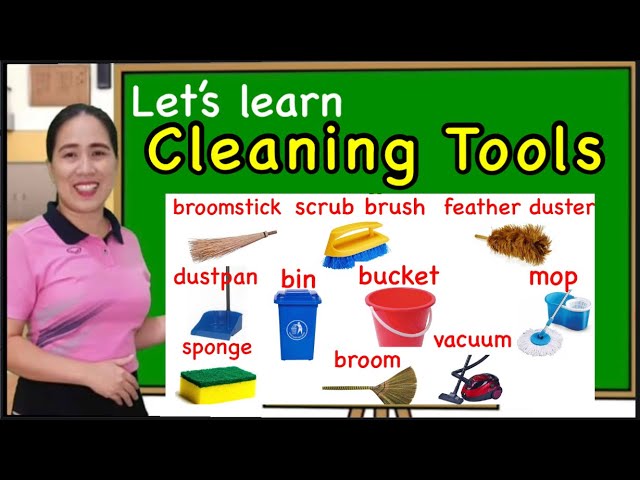 24 Cleaning Tools - Learn English Vocabulary - Flashcards For Kids 