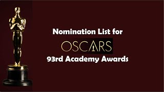 93rd Oscar Awards | Complete Nomination List | Nomadland | Mank | Minari |  Chadwick Boseman | 2021