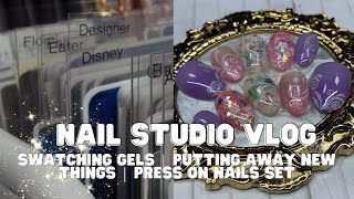Nail studio vlog - Organizing new stuff | Swatching new colours & custom press on set
