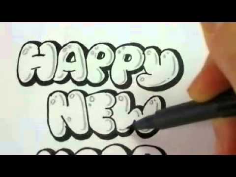 How to write happy new year in bubble letters