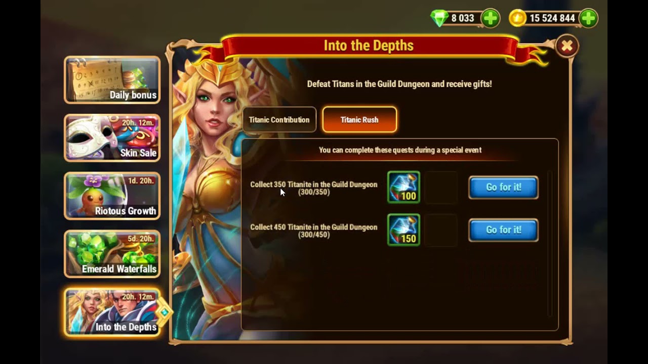 Hero Wars - The event of into the depth quests - Complete quests