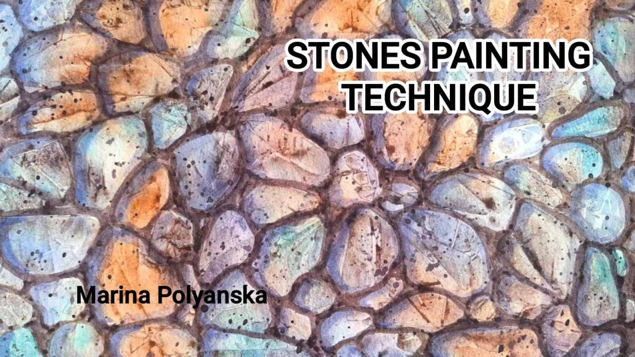 Watercolor painting technique of ROCKS using a PLASTIC BAG Tutorial for Beginners Demo Step by Step 