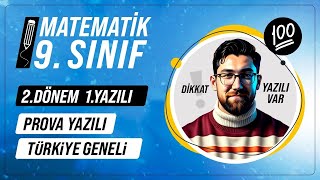 9.Sınıf 2.Dönem 1.Yazılı Soruları | Türkiye Geneli Ortak Yazılı | 9.Sınıf Matematik