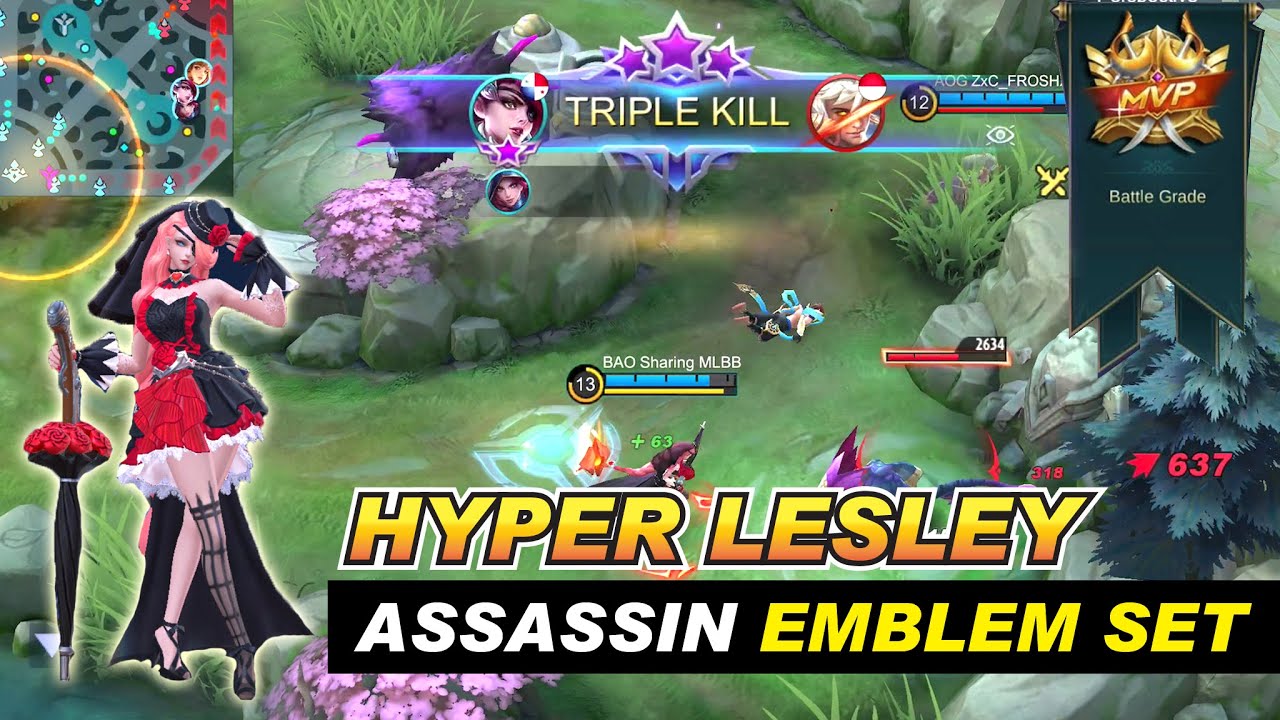 LESLEY Assassin EMBLEM SET Build DMG 2021 (10min Hyper Dangerous Love Skin Gameplay) Mobile Legends