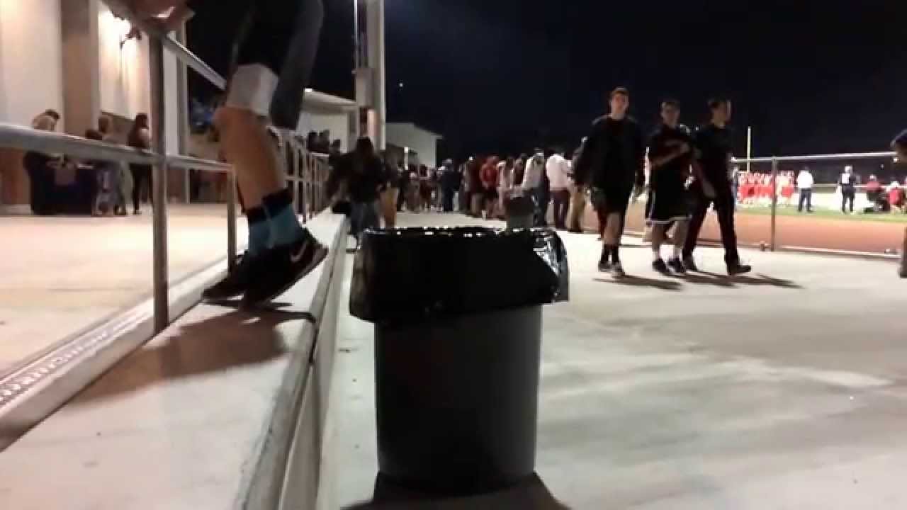 Kid jumps over trash can in slow motion YouTube