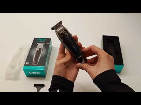 Акумуляторна машинка для стрижки волосся бездротовий триммер з додатковими насадками для вусів та бороди, видео 1