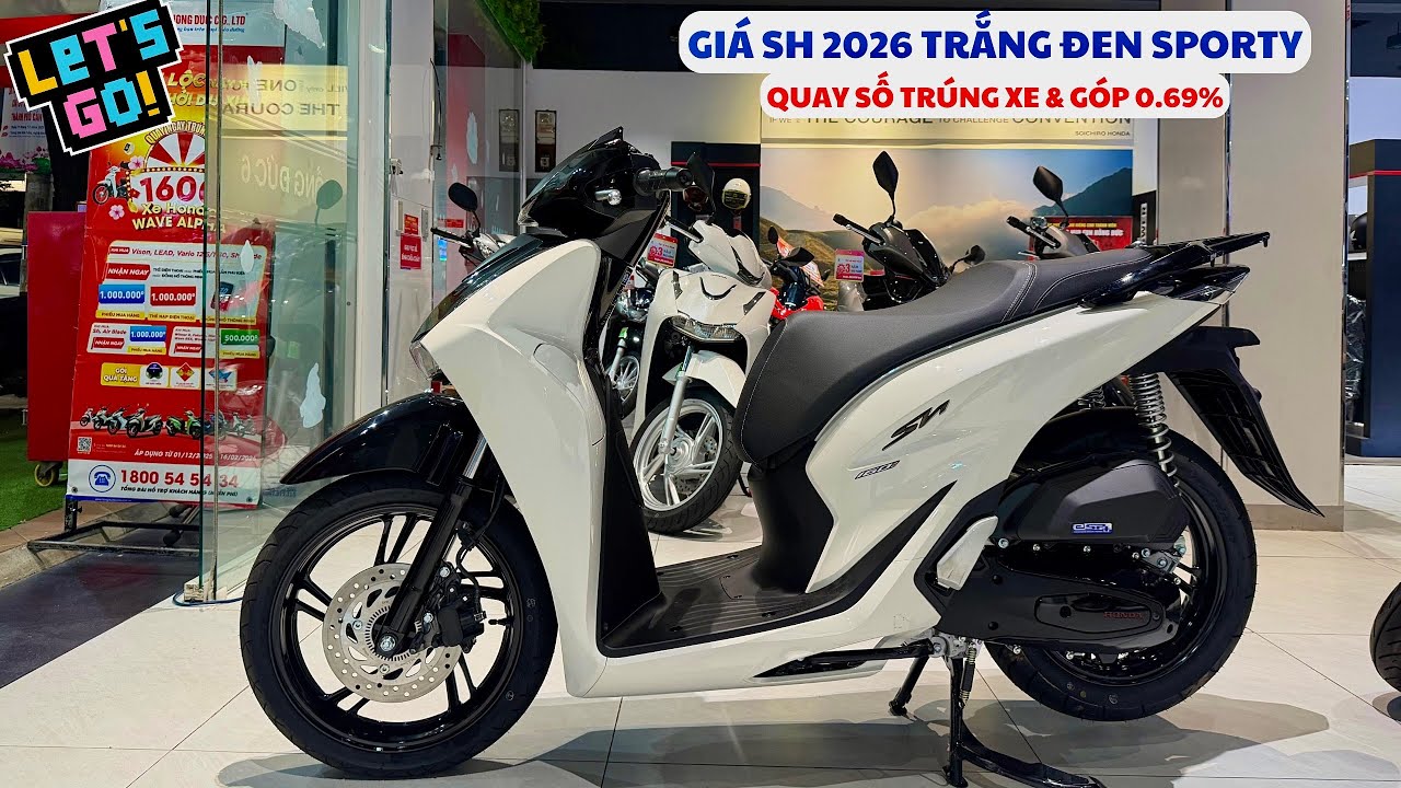 Giá Honda SH Trắng Đen Sporty 2026 Cực Chất & Ưu Đãi Trả Góp 0.69% Mới nhất 12/25 | Tuấn Hồng Đức 6