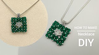 Kristal boncuktan kolye yapımı.Beaded necklace with crystal beads. How to make beaded necklace