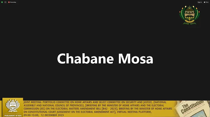 Joint Meeting: Portfolio Committee On Home Affairs and Select Committee on Security and Justice, …