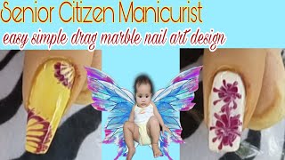 Simple Drag Marble Nail Art Design Senior Citizen Manicurist