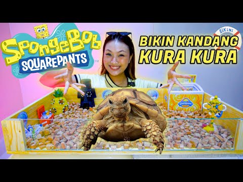 YouTube thumbnail: BIKIN KANDANG KURA KURA TEMA SPONGEBOB 😱