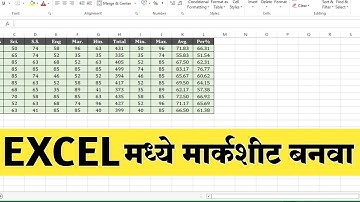 Create Marksheet in Excel | How to Make Marksheet in Excel in Marathi