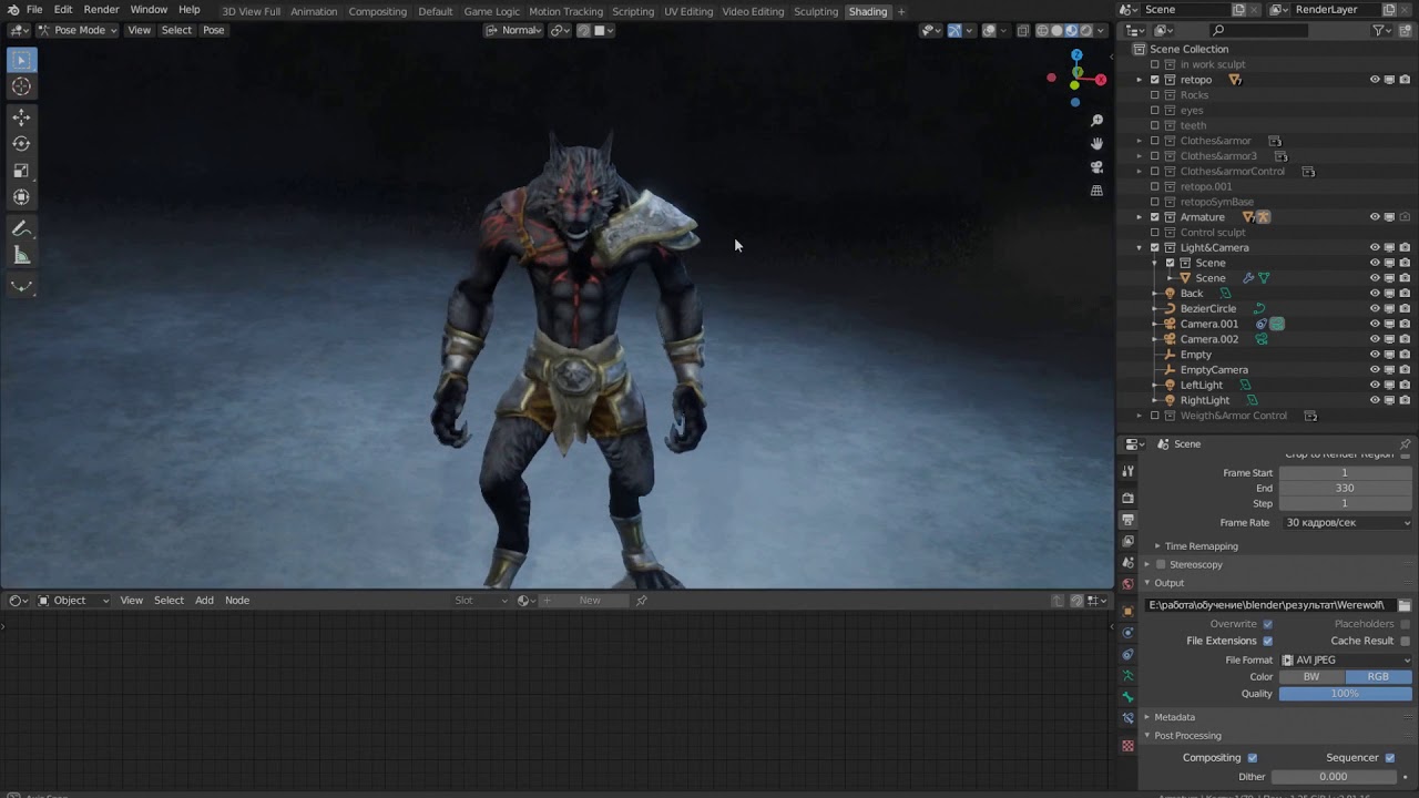 Werewolf. Rig and animations in Blender - YouTube