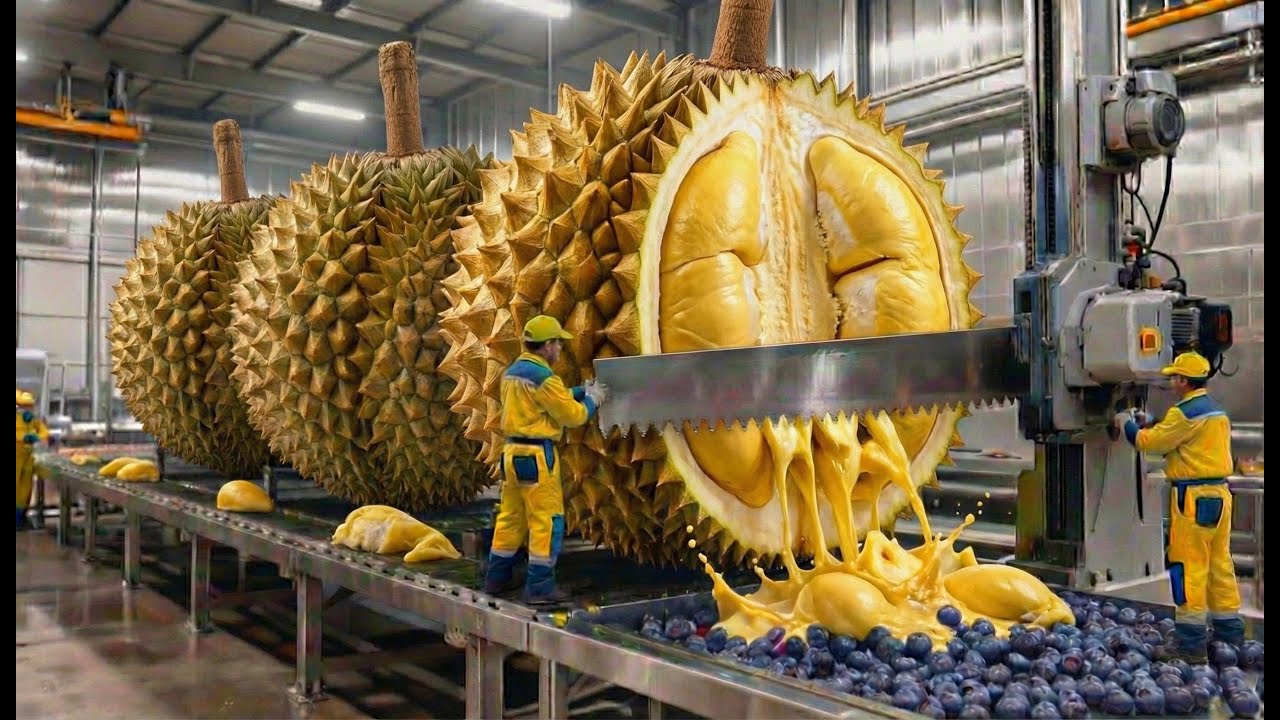 Production process: From durian fruit to finished durian ice cream product (The entire process)