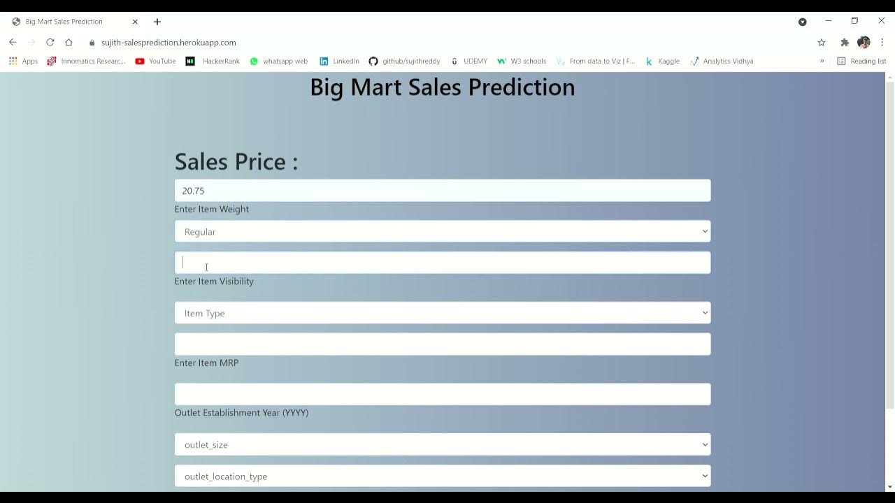 Big mart Sales Prediction Project demo - YouTube