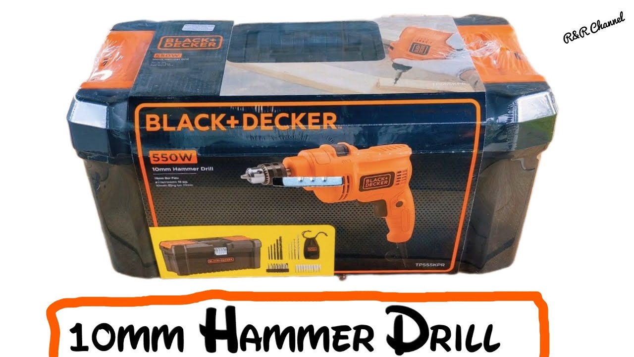 BLACK & DECKER Hammer Drill 10mm with Toolbox & Accessories