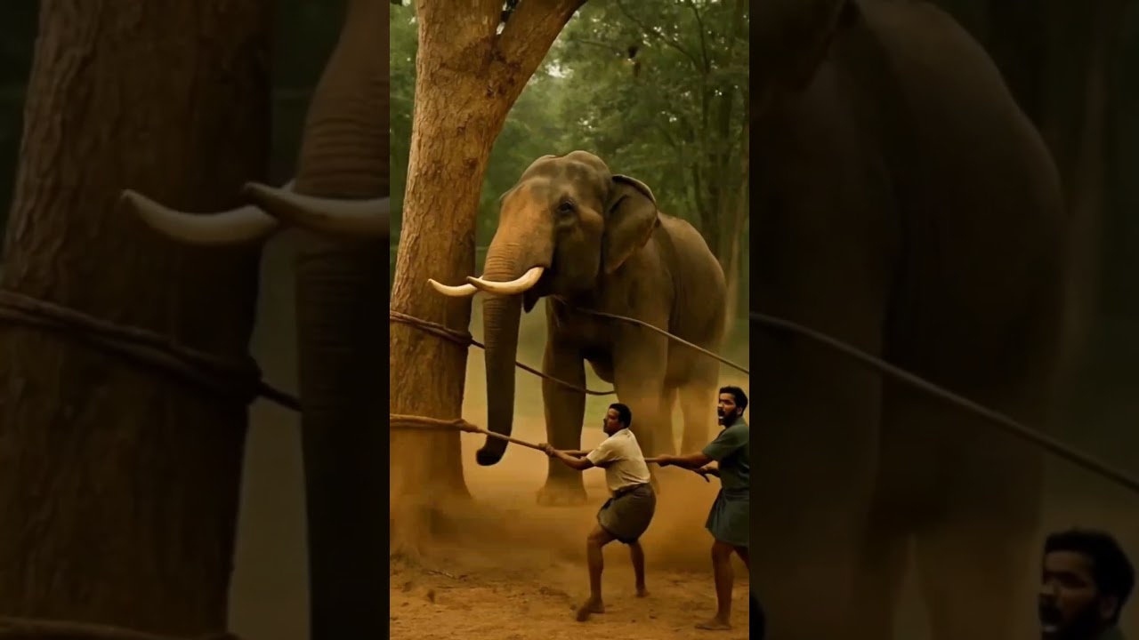 "Strength meets struggle – the raw bond between man and the mighty elephant 🐘💪🌍