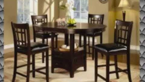 5pc Counter Height Dining Table and Stools Set Dark Cappuccino Finish