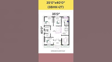 35X40 house plan design, 35 *40 home design, 35 by 40 makan ka naksha #viral #shorts #homeplan