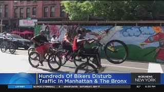 Hundreds of bikers disrupt traffic in Manhattan and the Bronx