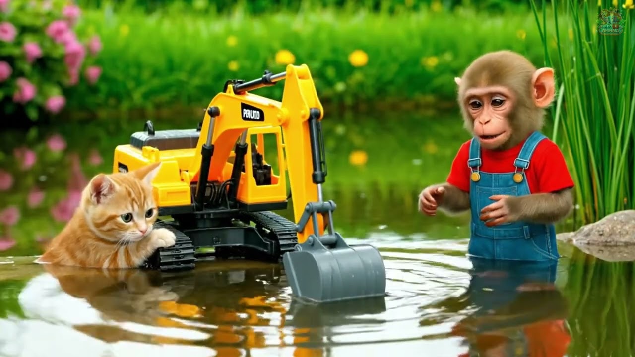 🚜🐒 Monkey Day on the Farm: Monkey Kappa Farm Trip Turns Into CHAOS When a Baby Cat Falls Into a Pond