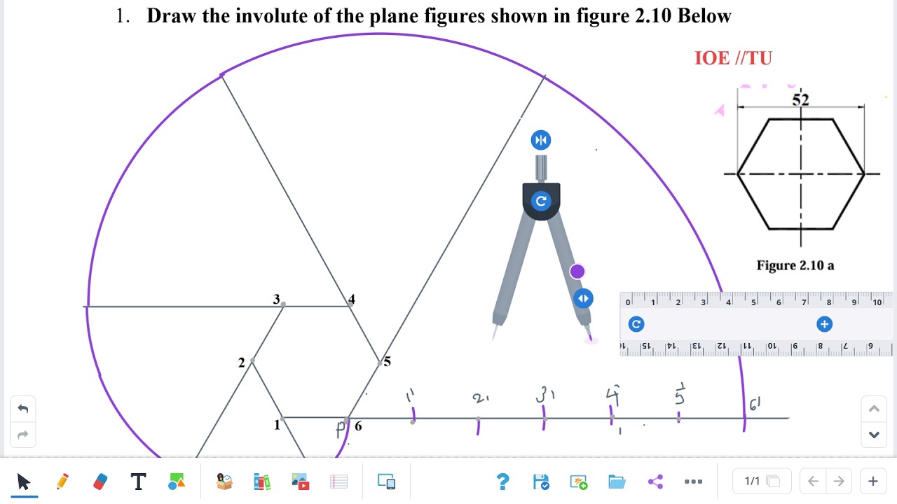 Draw the involutes of Hexagon || Pentagon || Engineering drawing IOE ...