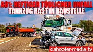 ❌  Sehr heftiger tödlicher Unfall  ❌ | 🚒  Tankzug rast in Tagesbaustelle auf A81  🚒