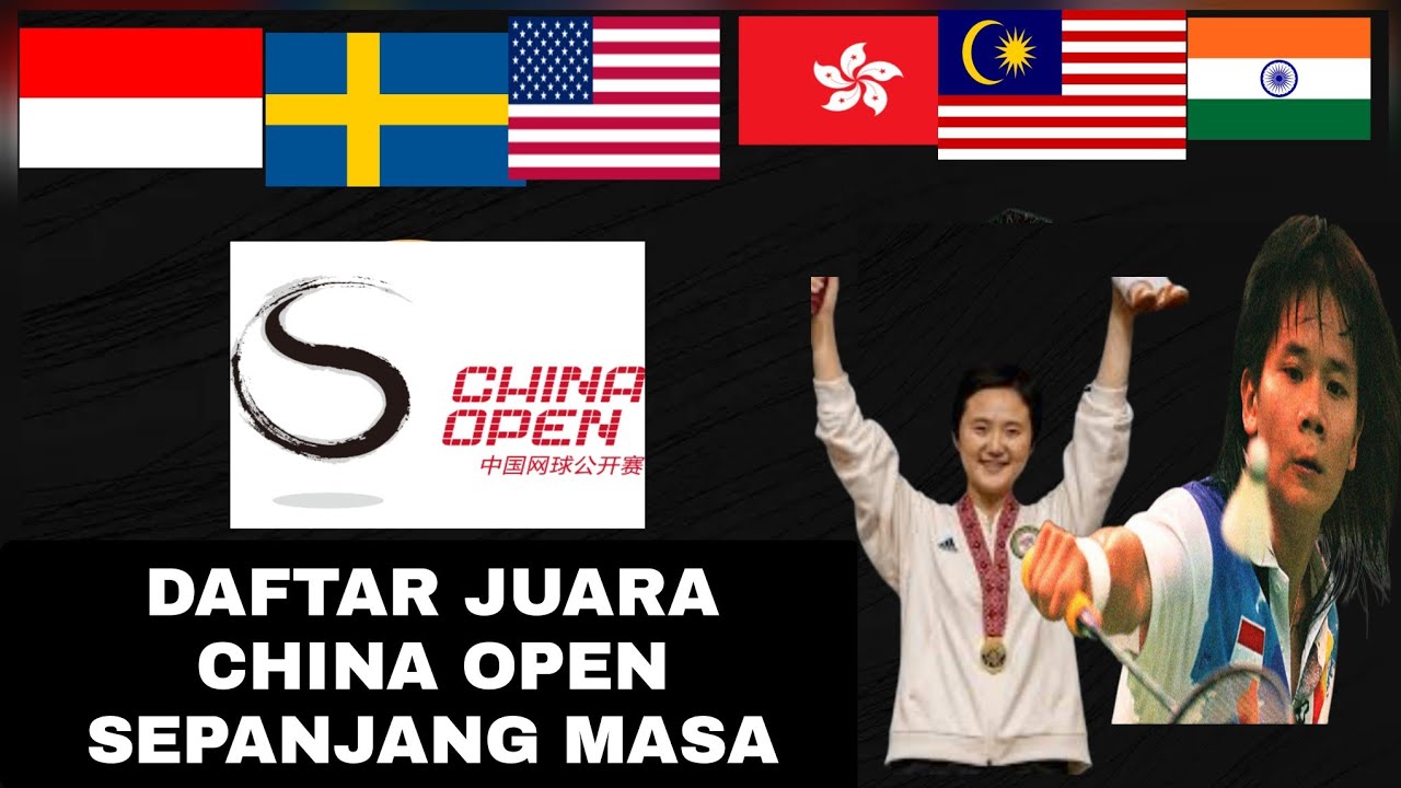 Daftar Juara CHINA OPEN Tunggal putra & putri Sepanjang masa - Juara CHINA OPEN sejak 1986