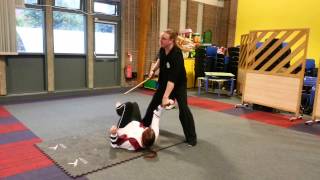 PUMA Stick Fighting - Bartitsu hip throw vs overhead knife attack
