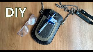 ✅ How I make a Leather Sling Cell phone bag for my cell phone, glasses, cards, pen and small notes.