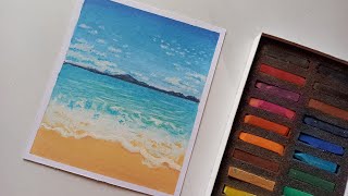 How To Draw Beach Landscape For Beginners | Step By Step - Soft Pastel #rtmaniac screenshot 5