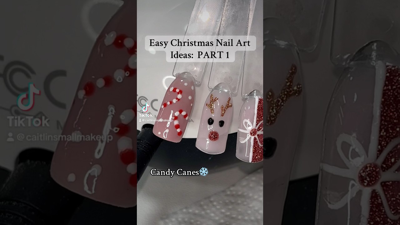 Easy Candy Cane Nail Art Tutorial🎄 