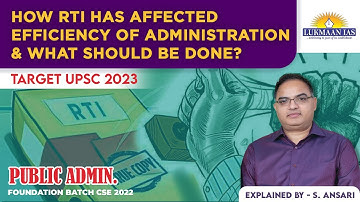 How RTI has affected efficiency of administration & what should be done? | By S. Ansari- Lukmaan IAS