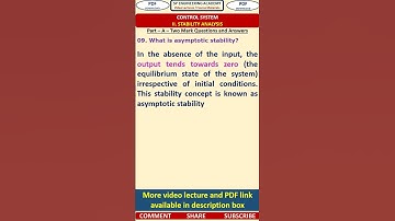 09CS   Stability Analysis   Control System Questions   Asymptotic Stability