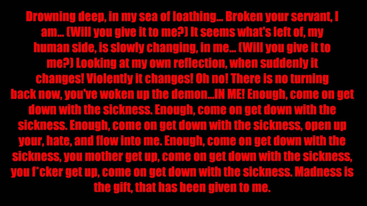 Disturbed Down With The Sickness Lyrics Deutsch
