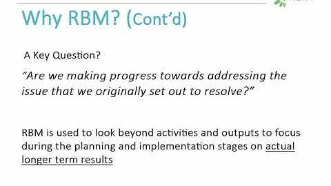 Monitoring & Evaluation Using the Results Based Management Approach