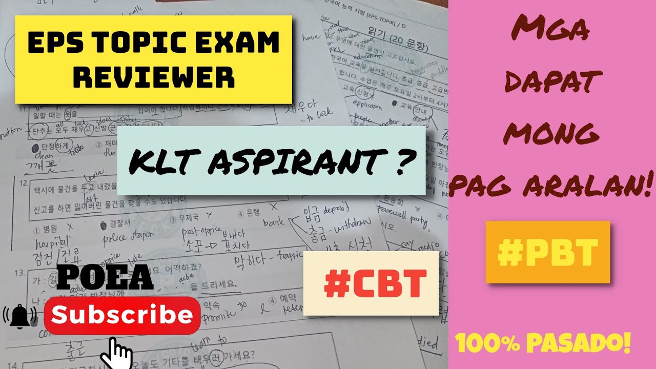 POEA EPS TOPIK EXAM REVIEWER| MGA DAPAT PAG ARALAN #KLT ASPIRANT #CBT #PBT READING EXAM