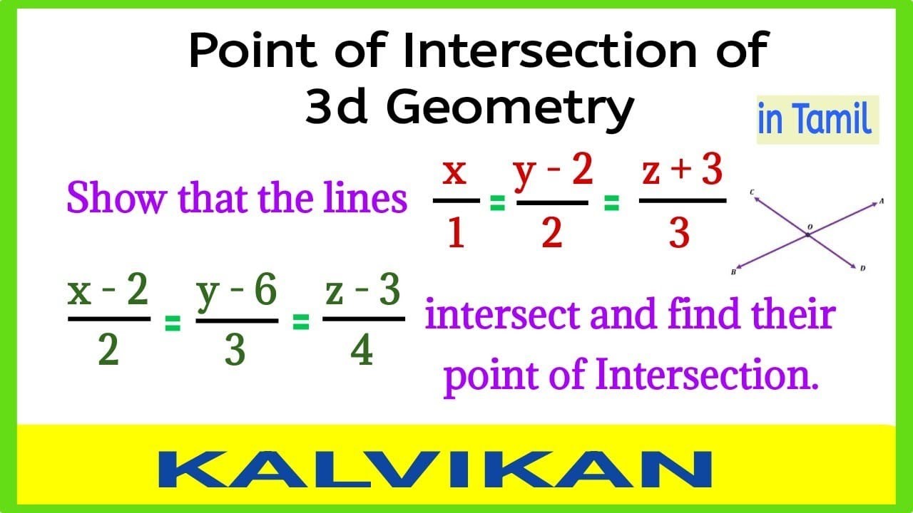 point-of-intersection-of-3d-geometry-class-12-in-tamil-kalvikan-youtube