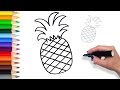 Learn How to draw Pineapple | Teach Drawing for Kids and Toddlers Coloring Page Video