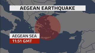 Earthquake hits Greece and Turkey bringing deaths and floods (Aegean) - ITV News - 30th October 2020