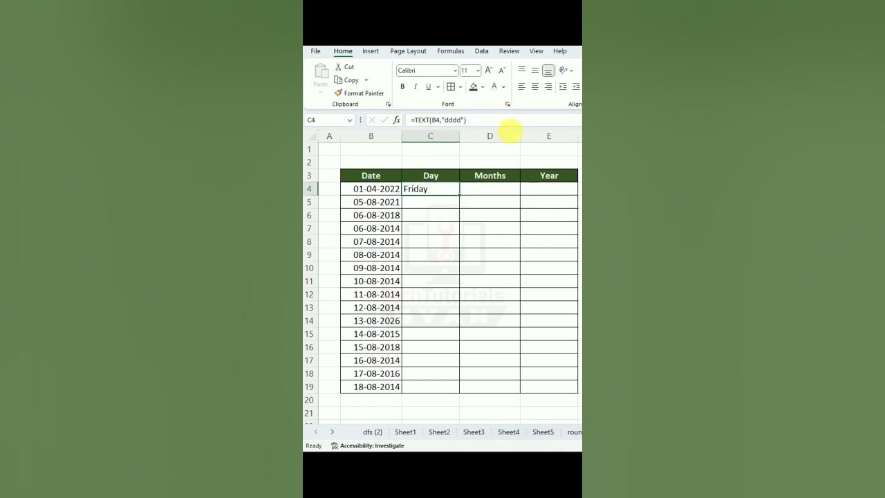 Excel month day year extracted from date yyyymmdd shortsfeed youtube