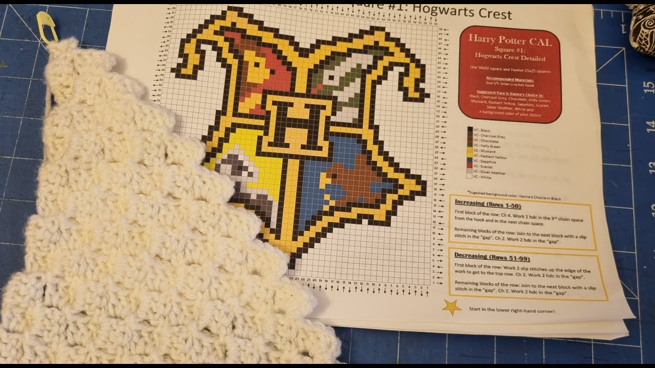 week one of me crocheting a corner to corner harry potter blanket
