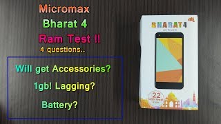 Micromax Bharat 4 unboxing 2018, 1gb Ram test,battery drainning time
