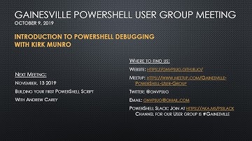 Introduction to PowerShell Debugging with Kirk Munro - October 9, 2019