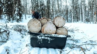 Restocking Firewoodfor our Cabin | Family of 3 Heating our Off Grid Cabin during Alaskan Winter...