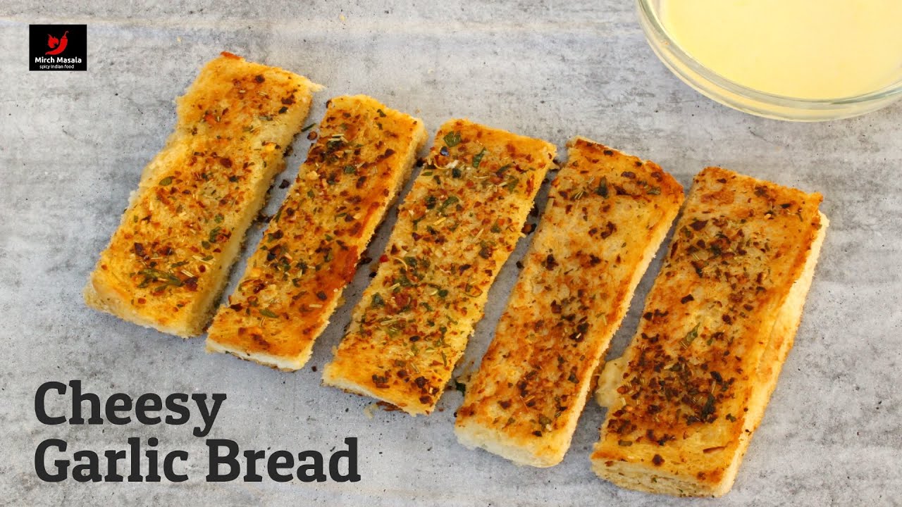 cheesy garlic bread with cheese dip Domino's style garlic bread