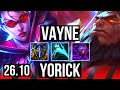 VAYNE vs YORICK (TOP) | Perfect KDA: 10/0/5 | KR Diamond | 26.10