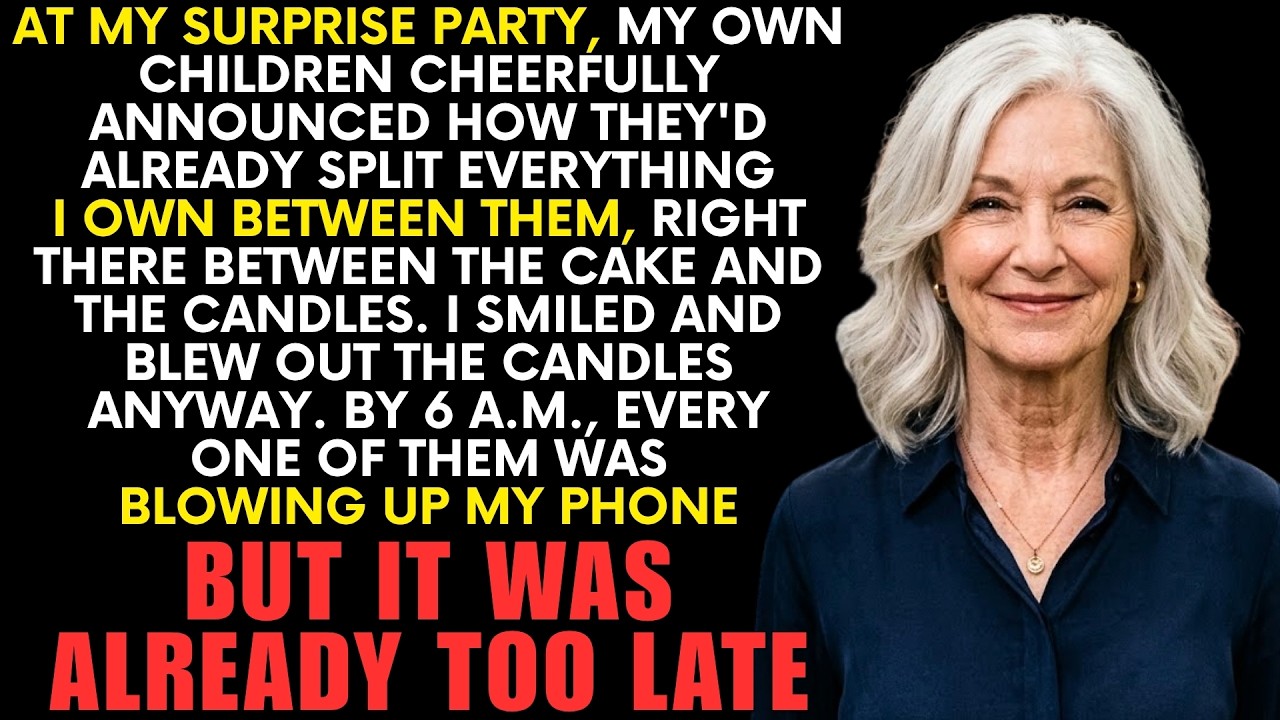 At my own surprise birthday party, in front of forty guests, my son raised his glass and proudly announced that he and my other children had already divided everything I own between themselves....