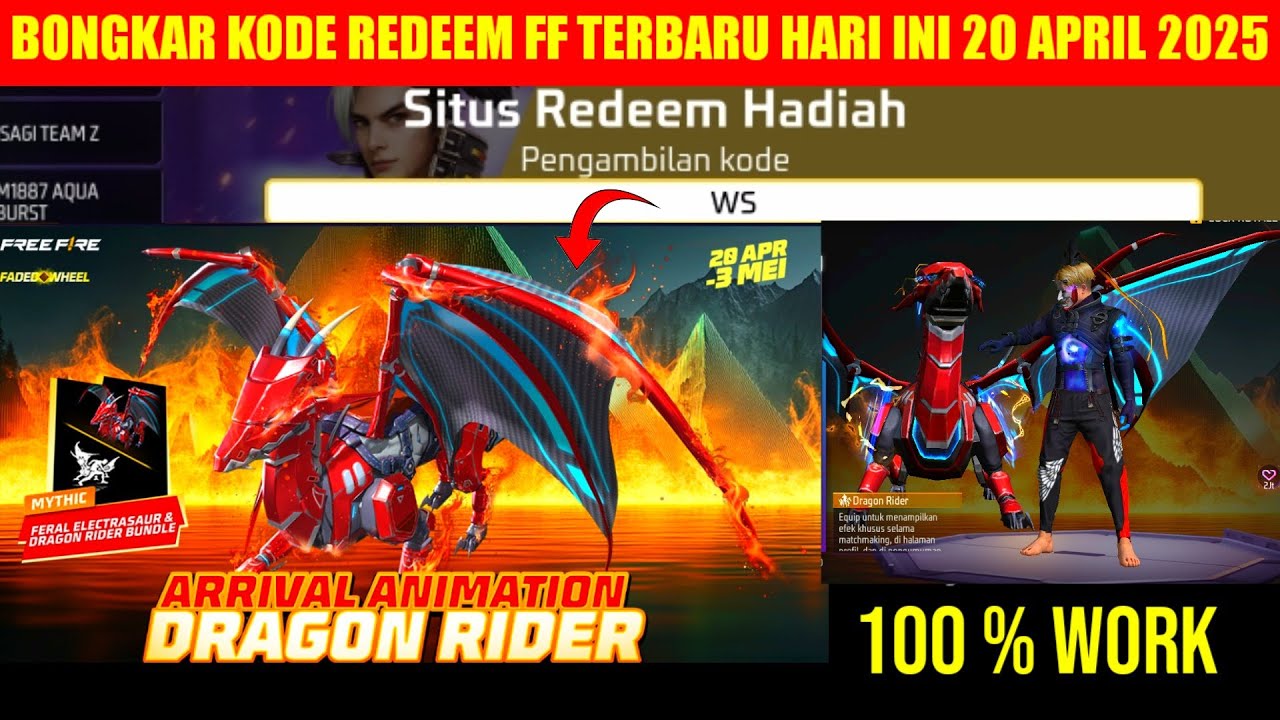 KODE REDEEM FF TERBARU HARI INI 20 APRIL 2025!! BURUAN REDEEM DAPAT ...
